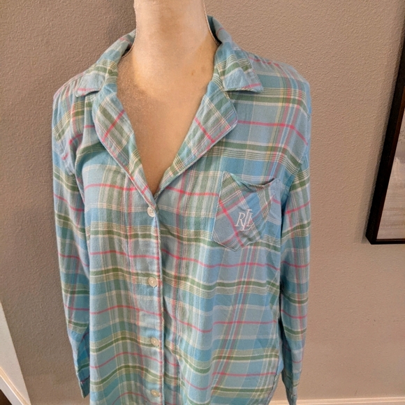 New Ralph Lauren Plaid PJ Top Large - Picture 1 of 5